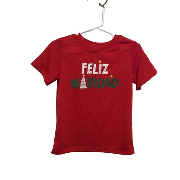 FELIZ Navidad Girls Short Sleeve Shirt Size 2T Red - Picture 1 of 4